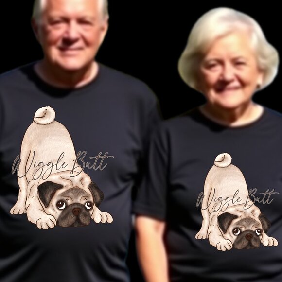 Pug Wiggle Butt shirt pet lovers Tshirt great birthday gift top - Picture 1 of 5